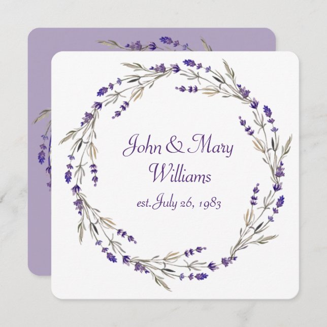 Lavender Anniversary Wreath Invitation (Front/Back)