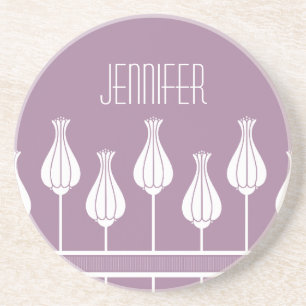 Lavender Art Deco Floral Coaster