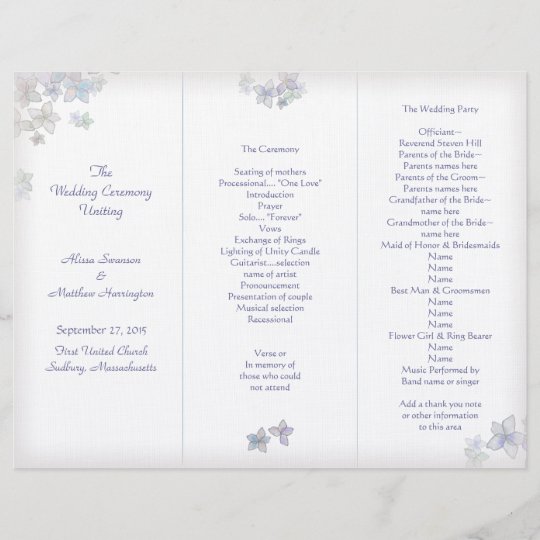 Lavender Art Tri Fold Wedding Program Template Zazzle Ca