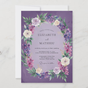 Lavender Artistic Wreath Wedding Invitation