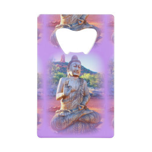 lavender aura buddha credit card bottle opener