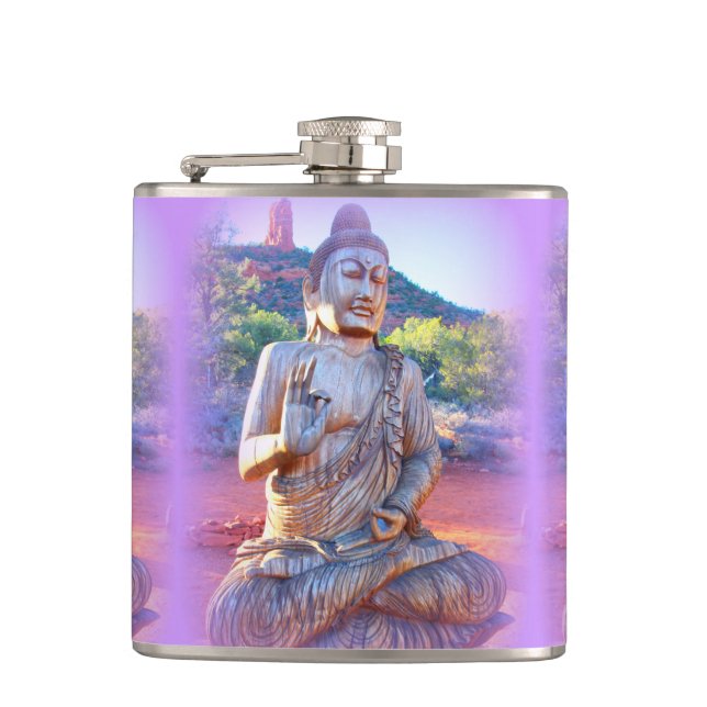 lavender aura buddha hip flask (Front)