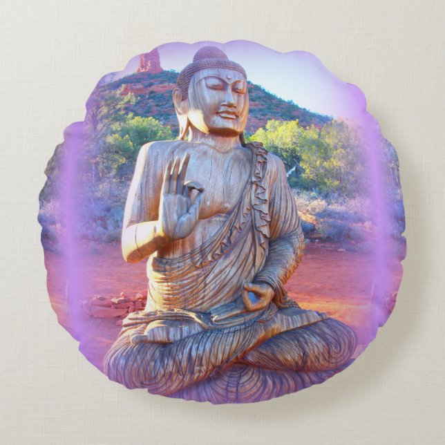 lavender aura buddha round pillow (Front)