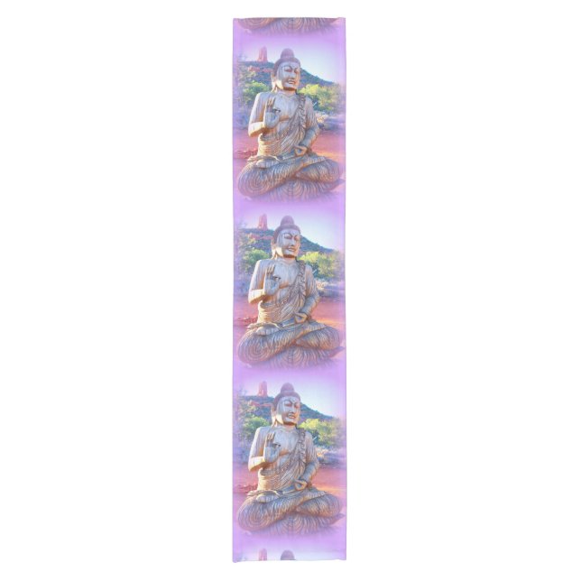 lavender aura buddhas short table runner (Front)