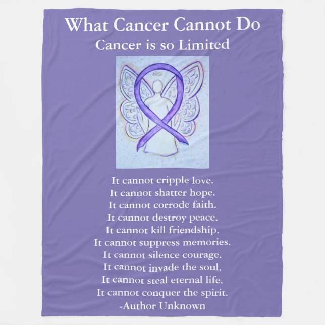 Lavender Awareness Ribbon Cancer Angel Blankets (Front)