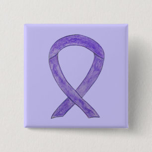 Lavender Awareness Ribbon Custom Button Pins