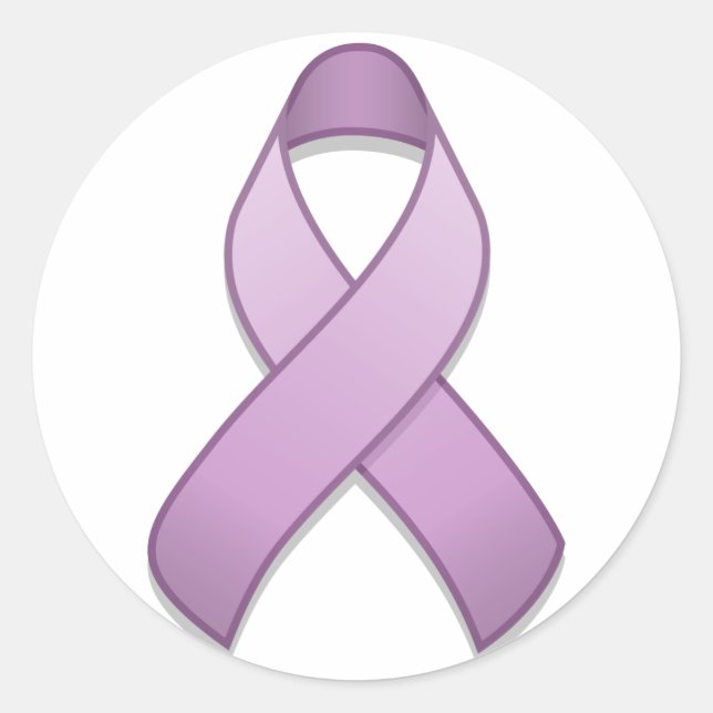 Lavender Awareness Ribbon Round Sticker (Front)