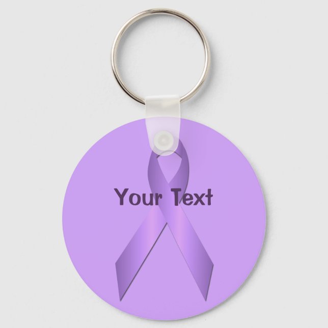 Lavender Awareness Ribbon Template Keychain (Front)