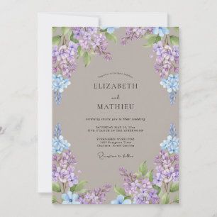 Lavender Azure Floral Spring Wedding Invitation
