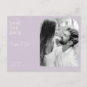 Lavender B/W Photo Arch Wedding Save the Date  Postcard