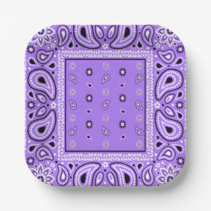 Lavender Bandana Purple Paisley Party Paper Plate