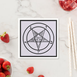 Lavender Baphomet Pentagram Satanic Cocktail  Napkin