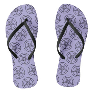 Lavender Baphomet Pentagram Satanic Flip Flops