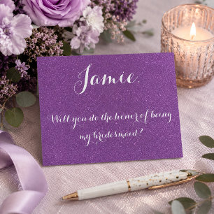 Lavender be my bridesmaid invitation postcard