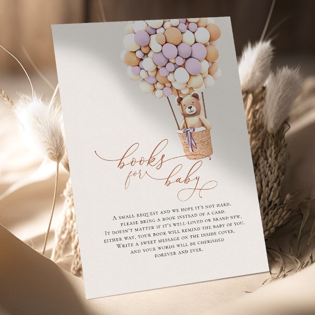 Lavender Bear Balloons Baby Books Enclosure Card (Creator Uploaded)