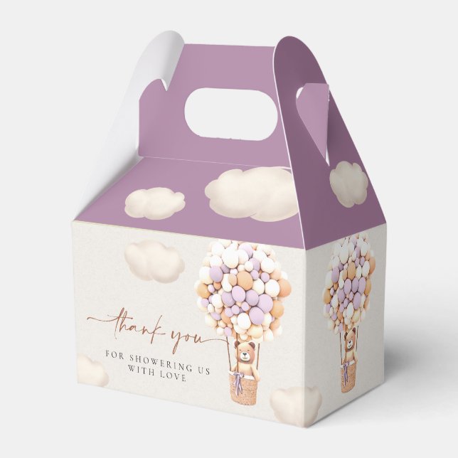 Lavender Bear Balloons Favour Box (Front Side)