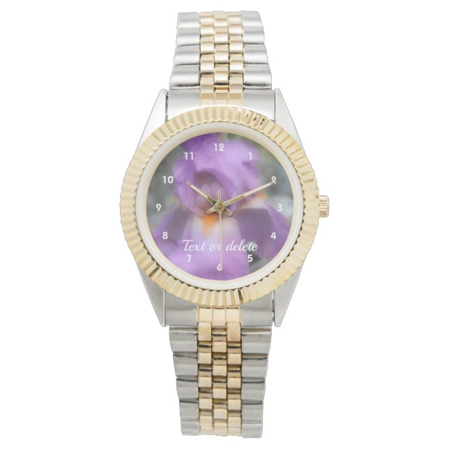 Lavender Bearded Iris Flower Personalized  Watch (Front)