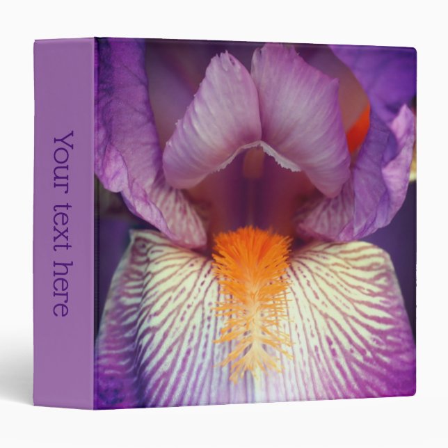 Lavender Bearded Iris Flower Petal Personalized Binder (Front/Spine)