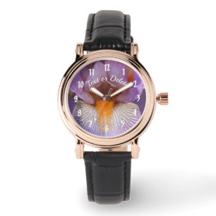 Lavender Bearded Iris Flower Petals Personalized Watch