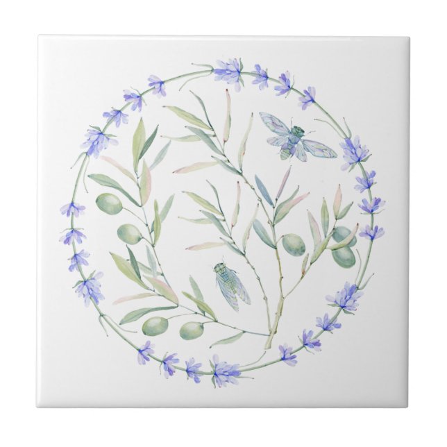 Lavender, Bees, and Olive Branches Clear Image Tile (Front)