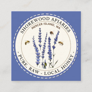 Lavender & Bees Honey Label Square Business Card