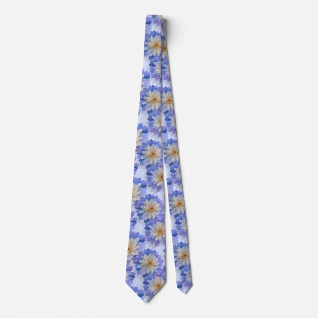Lavender Beige Daisy Floral Pattern Tie (Front)