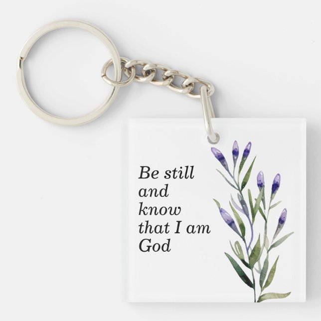 Lavender Bible Verse Christian Wedding Guest Favou Keychain (Front)