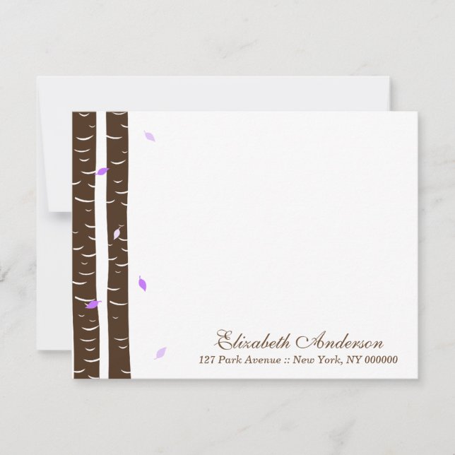 Lavender Birch Trees Flat Note Cards (Front)