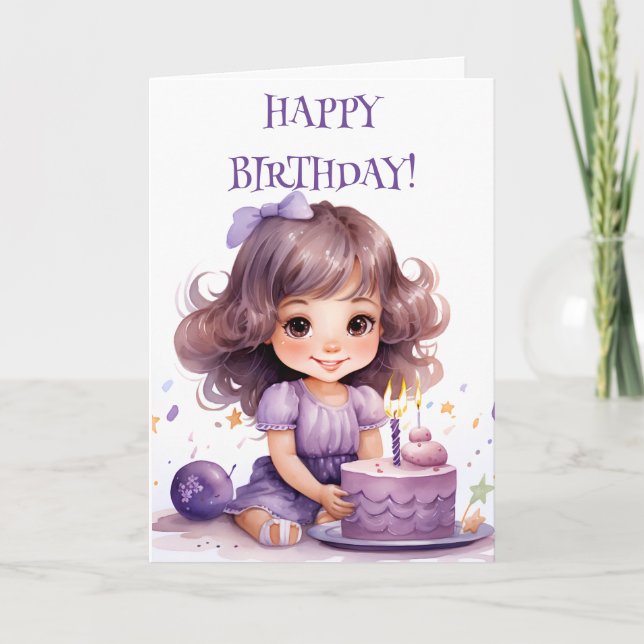 LAVENDER BIRTHDAY GIRL CARD (Front)