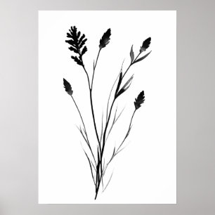 Lavender black and white single flower art poster