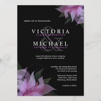 Lavender & Black Floral Wedding Invitations