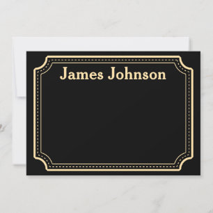 Lavender Black Retro Bold Serif Desk Name Plate Card