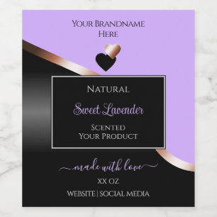 Lavender Black Wavy Rose Gold Hearts Product Label