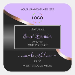 Lavender Black Wavy Rose Gold Logo Product Labels