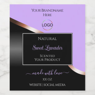 Lavender Black Wavy Rose Gold Logo Product Labels