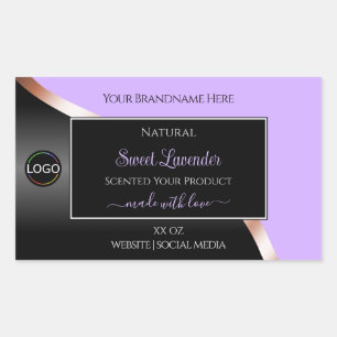 Lavender Black Wavy Rose Gold Logo Product Labels