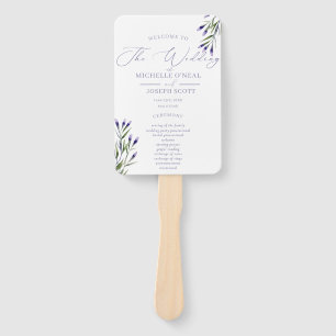 Lavender Bliss Elegant Watercolor Program Hand Fan