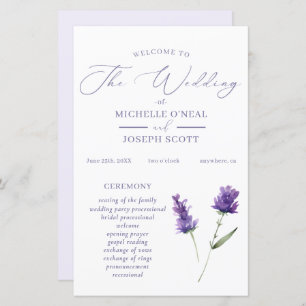 Lavender Bliss Elegant Watercolor Wedding Program