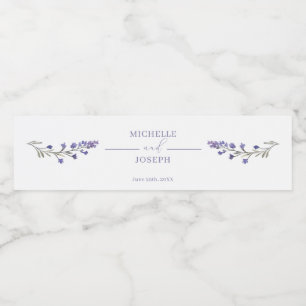 Lavender Bliss Elegant Watercolor Wedding Water Bottle Label