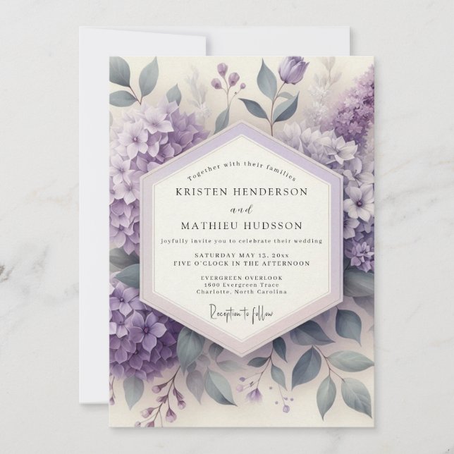 Lavender Bloom Ethereal Wedding Invitation (Front)