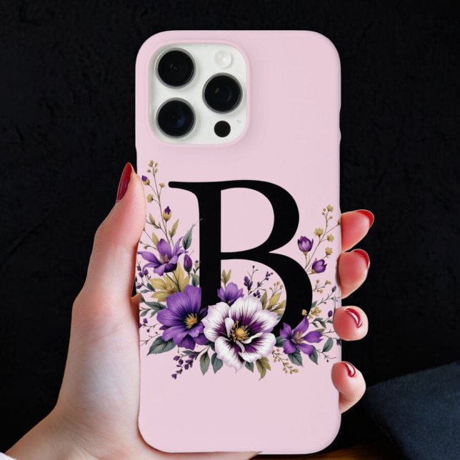 Lavender Bloom : Monogrammed Initial 'B'  Case-Mate iPhone Case (Creator Uploaded)