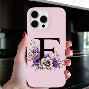 Lavender Bloom : Monogrammed Initial 'F'  iPhone 16 Pro Max Case
