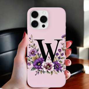 Lavender Bloom : Monogrammed Initial 'W'  iPhone 16 Pro Max Case