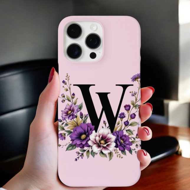 Lavender Bloom : Monogrammed Initial 'W'  Case-Mate iPhone Case (Creator Uploaded)