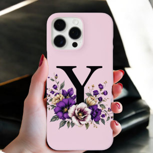Lavender Bloom : Monogrammed Initial 'Y' iPhone 16 Pro Max Case