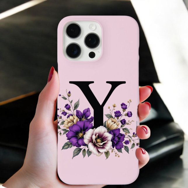 Lavender Bloom : Monogrammed Initial 'Y'  Case-Mate iPhone Case (Creator Uploaded)