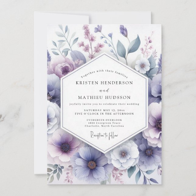 Lavender Bloom Whimsy Wedding Invitation (Front)