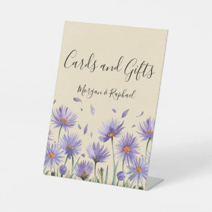 Lavender Bloom Wildflower Wedding Cards and Gifts Pedestal Sign
