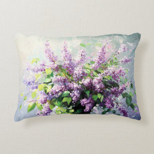Lavender Blooming Lilac Bouquet Accent Pillow