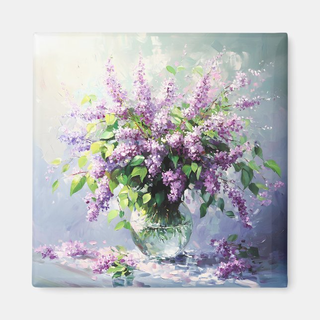 Lavender Blooming Lilac Bouquet Magnet (Front)